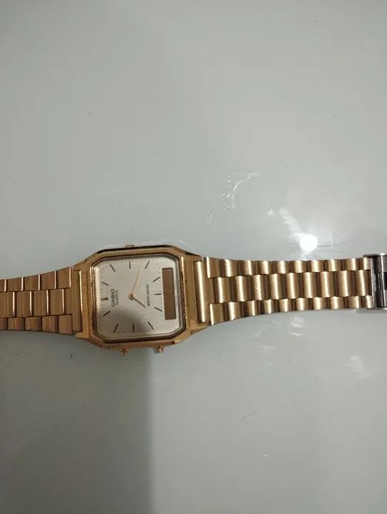 Relógio Casio Analógico e Digital Dourado - Foto 2