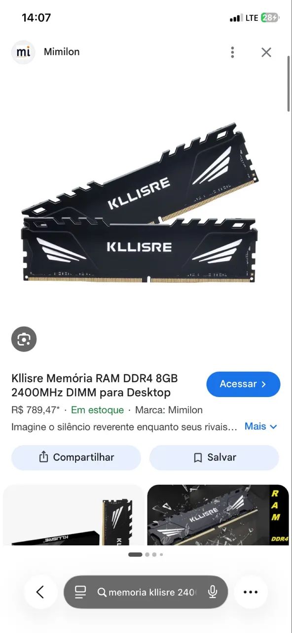 Memória DDR4 KLLISRE 8GB