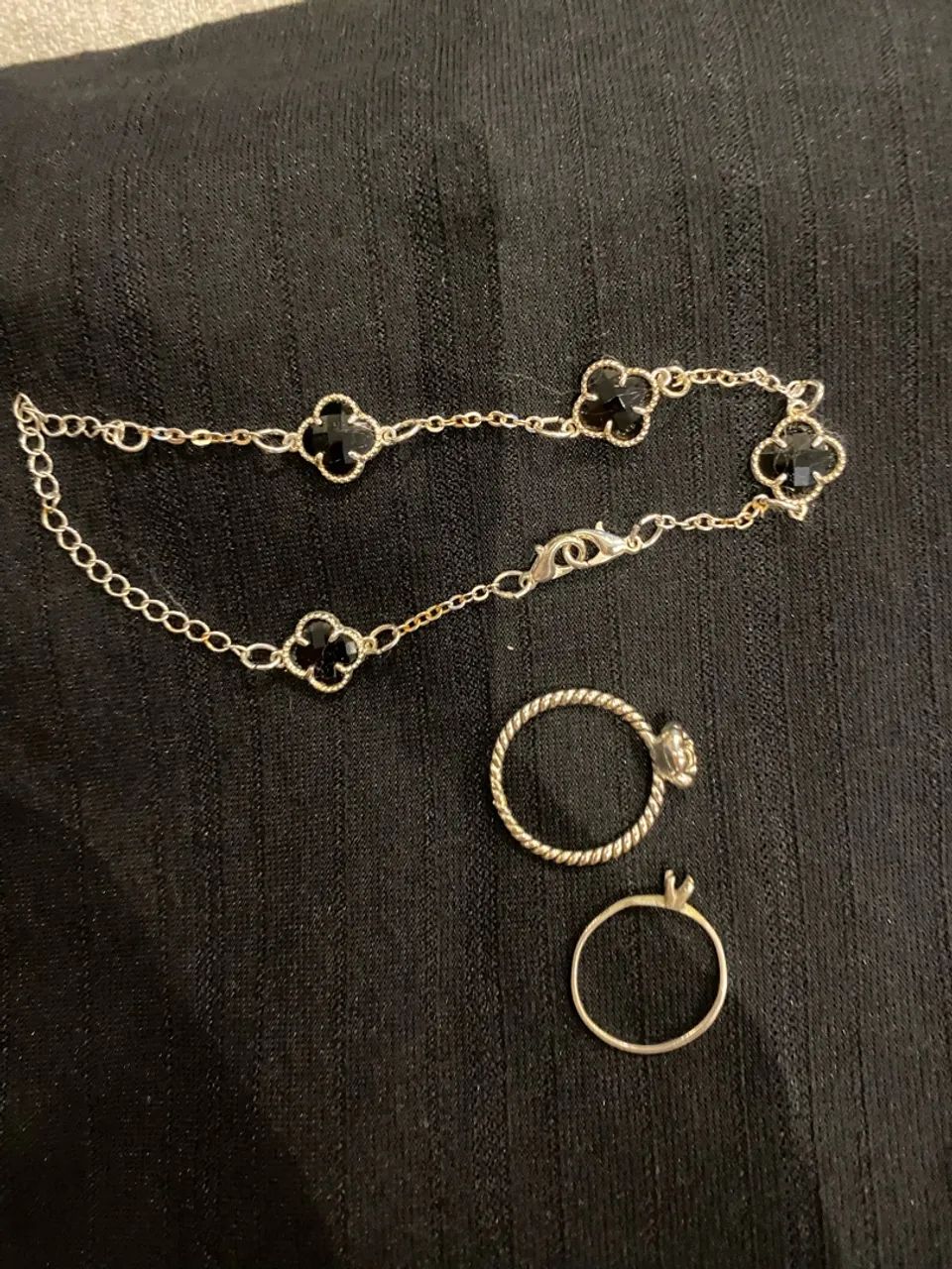 Anel e Pulseira Feminina de Prata