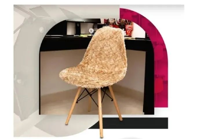 Capa para Cadeira Eames Eiffel Pelo Curto Bege Mesclado Nova