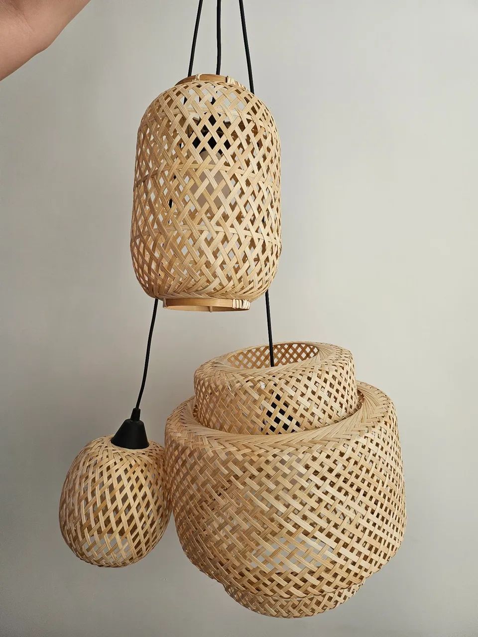 Kit Trio de Luminárias Pendentes em Bambu (Com Lâmpadas Inclusas) - Foto 2