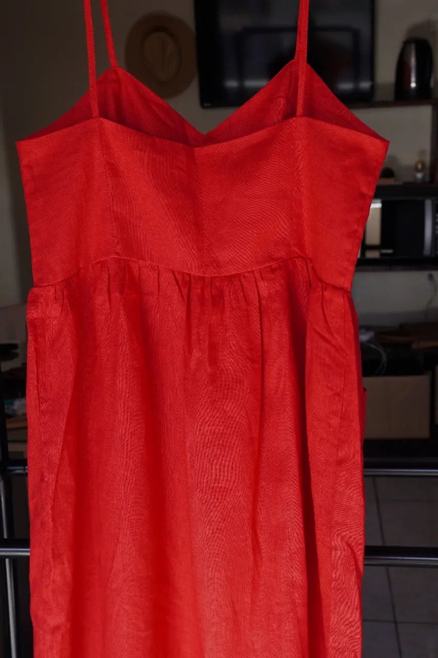 vestido vermelho de linho puro de alcinha  - Foto 5