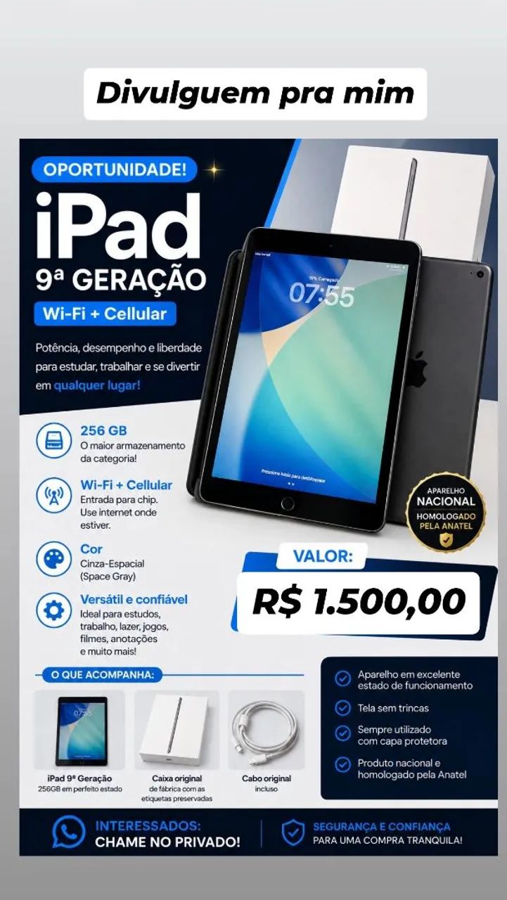 iPad 9ª Geração 256GB (Wi-Fi + Cellular) - Foto 2