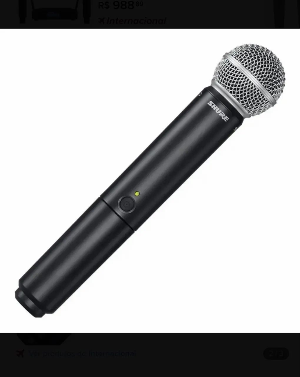 Microfone De Mão Sem Fio Shure BLX24/PG58 - Foto 2