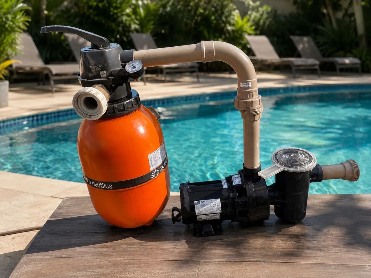 Conjunto filtro e bomba para piscina 