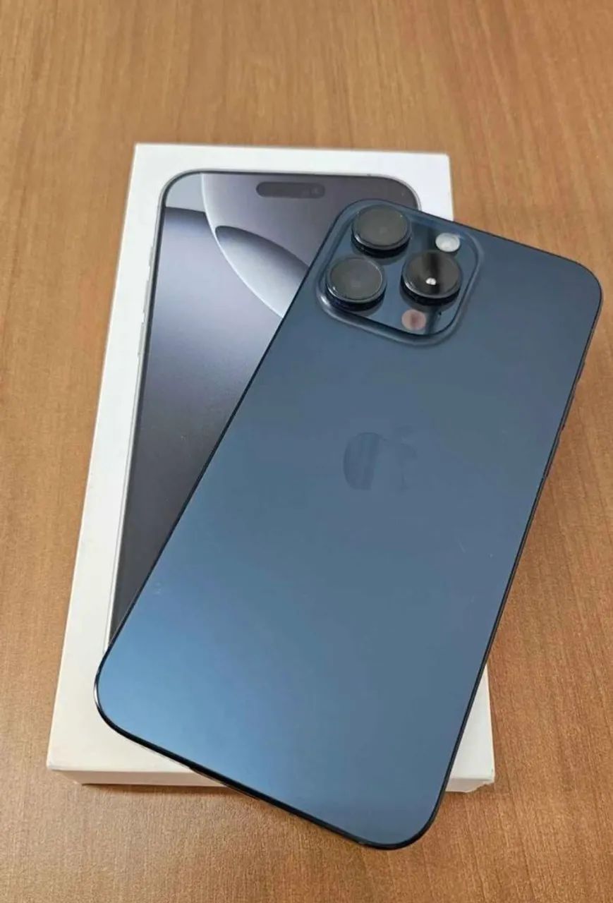 IPhone 15 PRO MAX 512GB azul escuro 96% bateria sem detalhes tudo