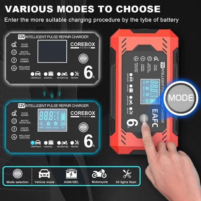 Carregador Inteligente para Bateria Veicular Carro e Moto - Foto 3