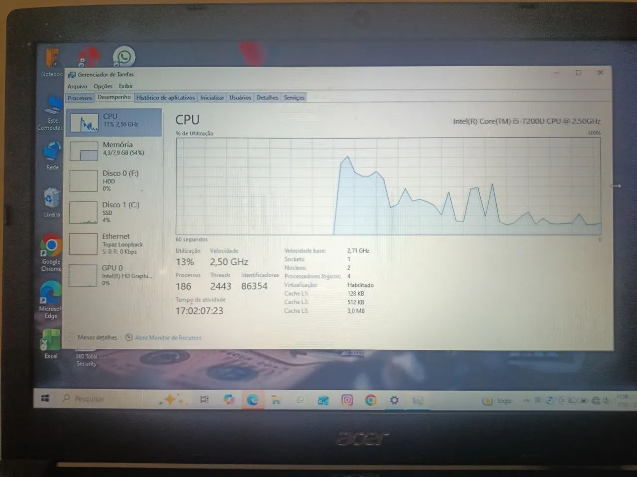 Notebook Acer i5 / 8 de ram / 1 tb de memória  - Foto 4