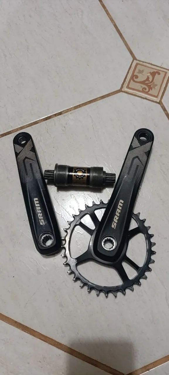 Powerspline e pé de vela Sram SX completo com movimento central e coroa 34  - Foto 2