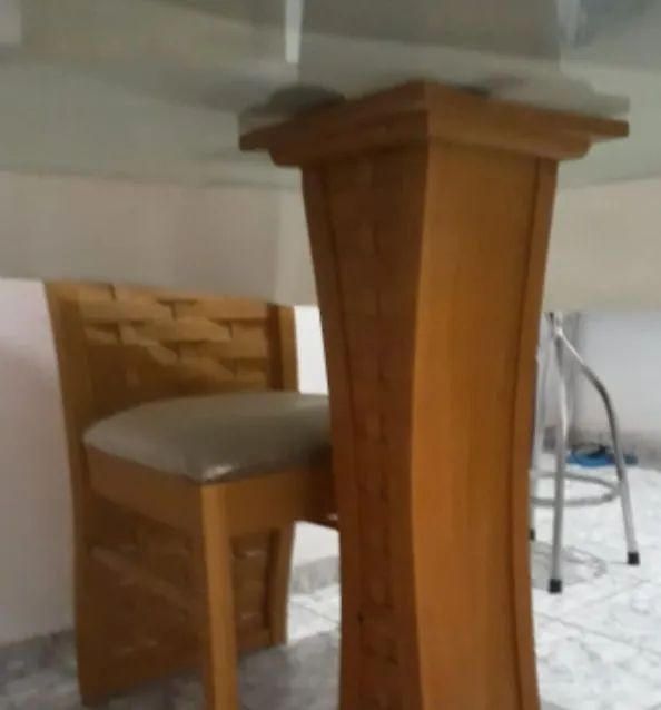 Mesa de jantar + 6 cadeiras madeira e tampo de vidro  - Foto 3