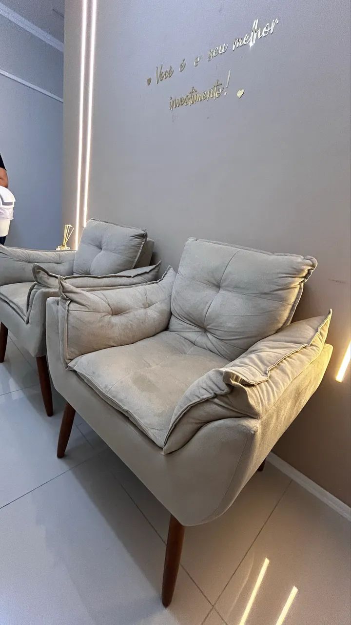 Kit com 2 Poltronas Decorativas Premium - Bege - Foto 2