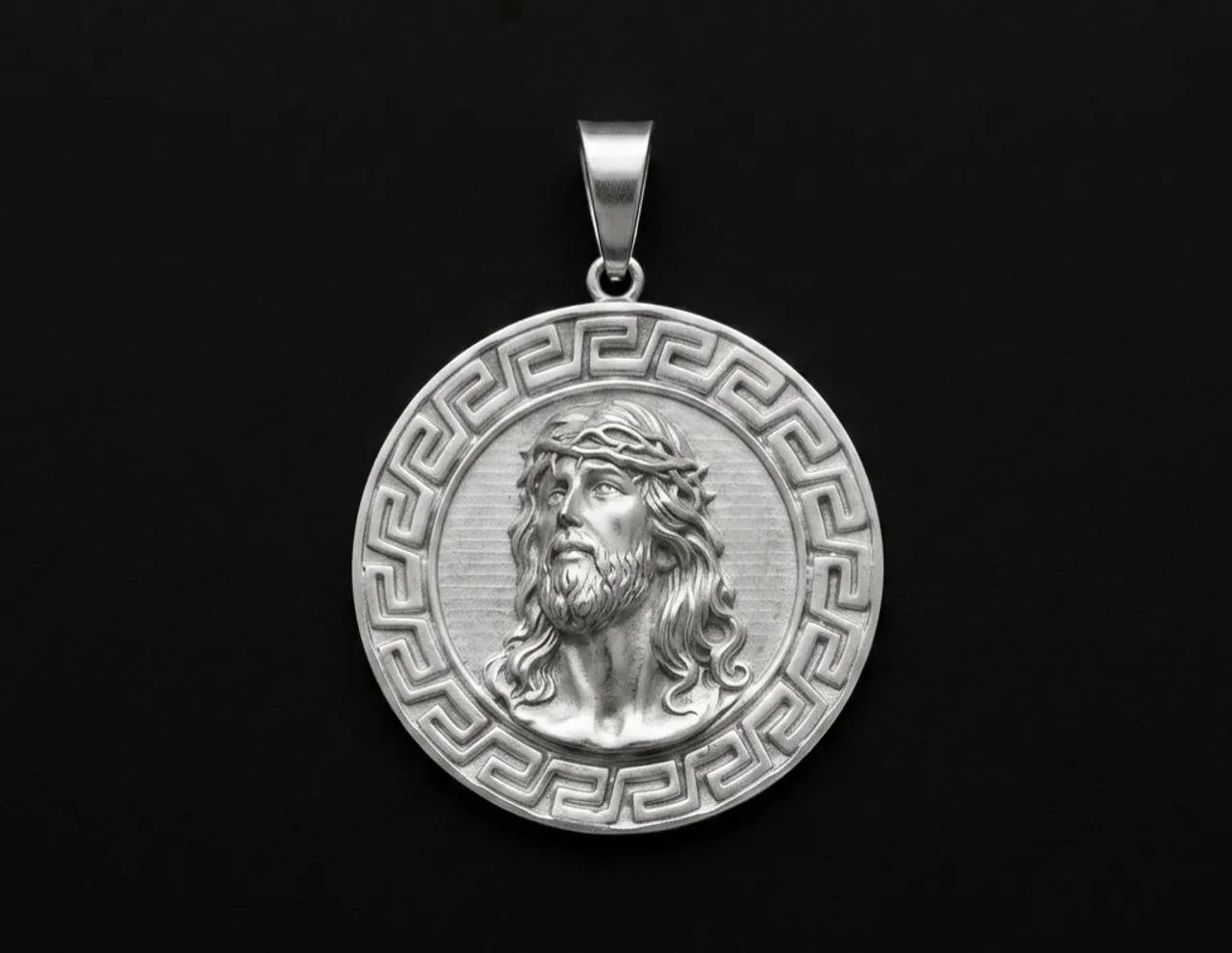 Pingente face de Cristo prata 925