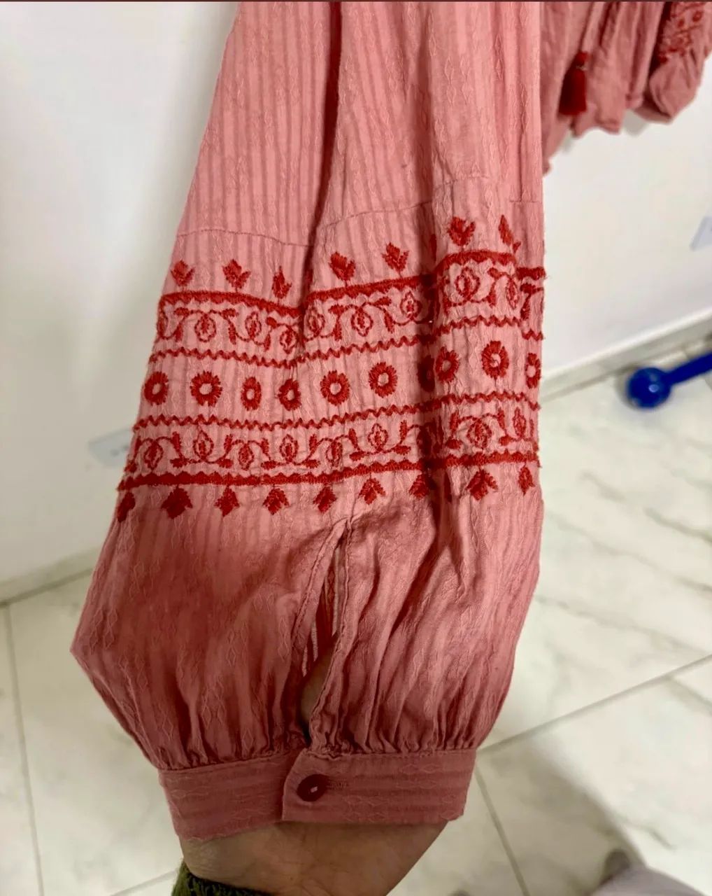 blusa zara boho rosa bordada tamanho M - Foto 4