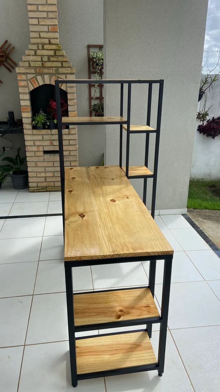 Mesa com estante estilo industrial  - Foto 3