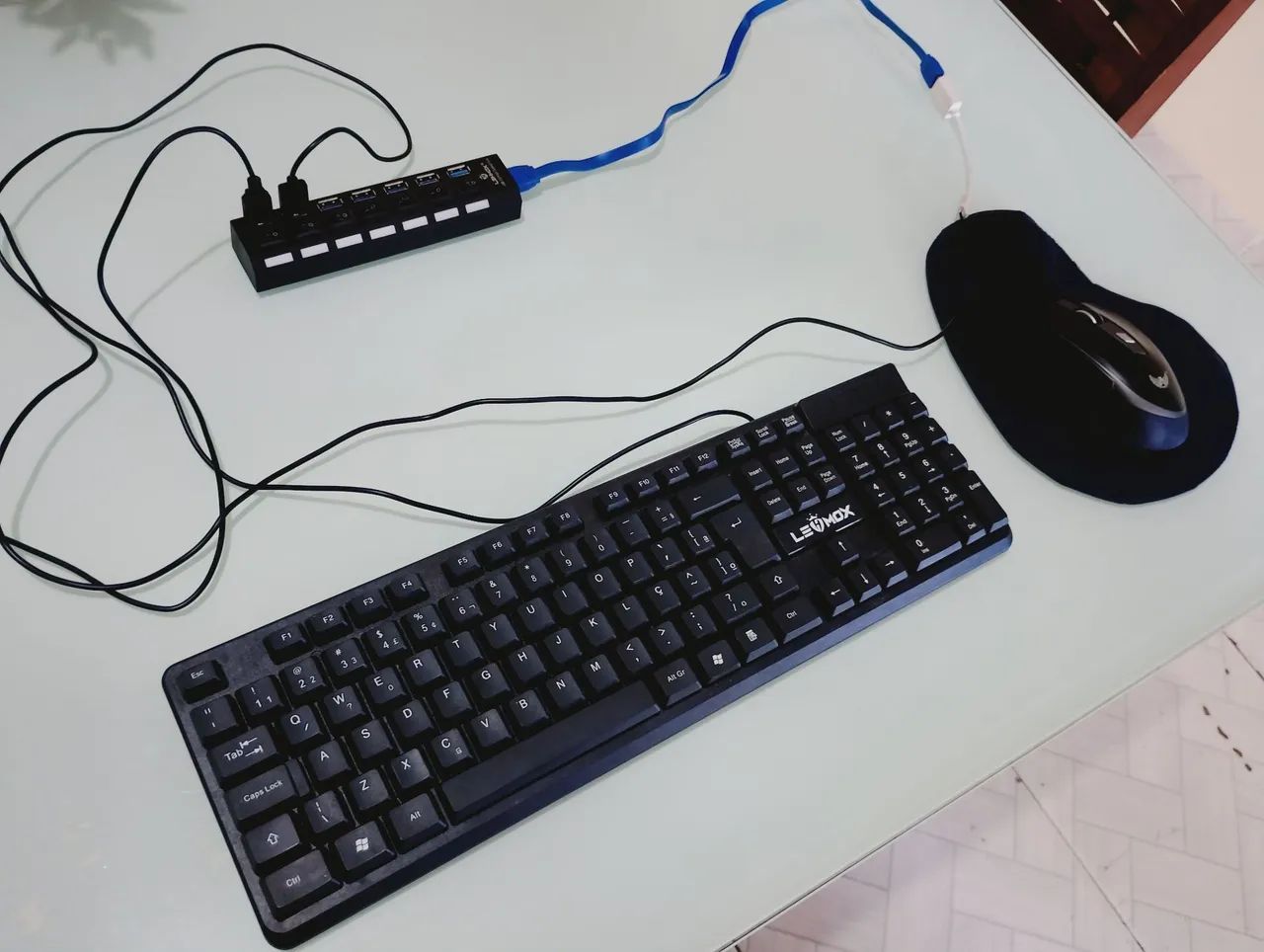 Teclado, Mouse, Régua Hub USB 7 portas - Foto 2