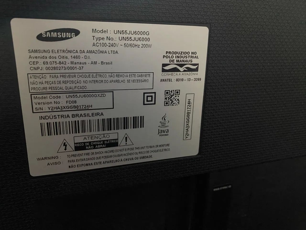 TV UN55JU6000 - Samsung (defeito) - Foto 2