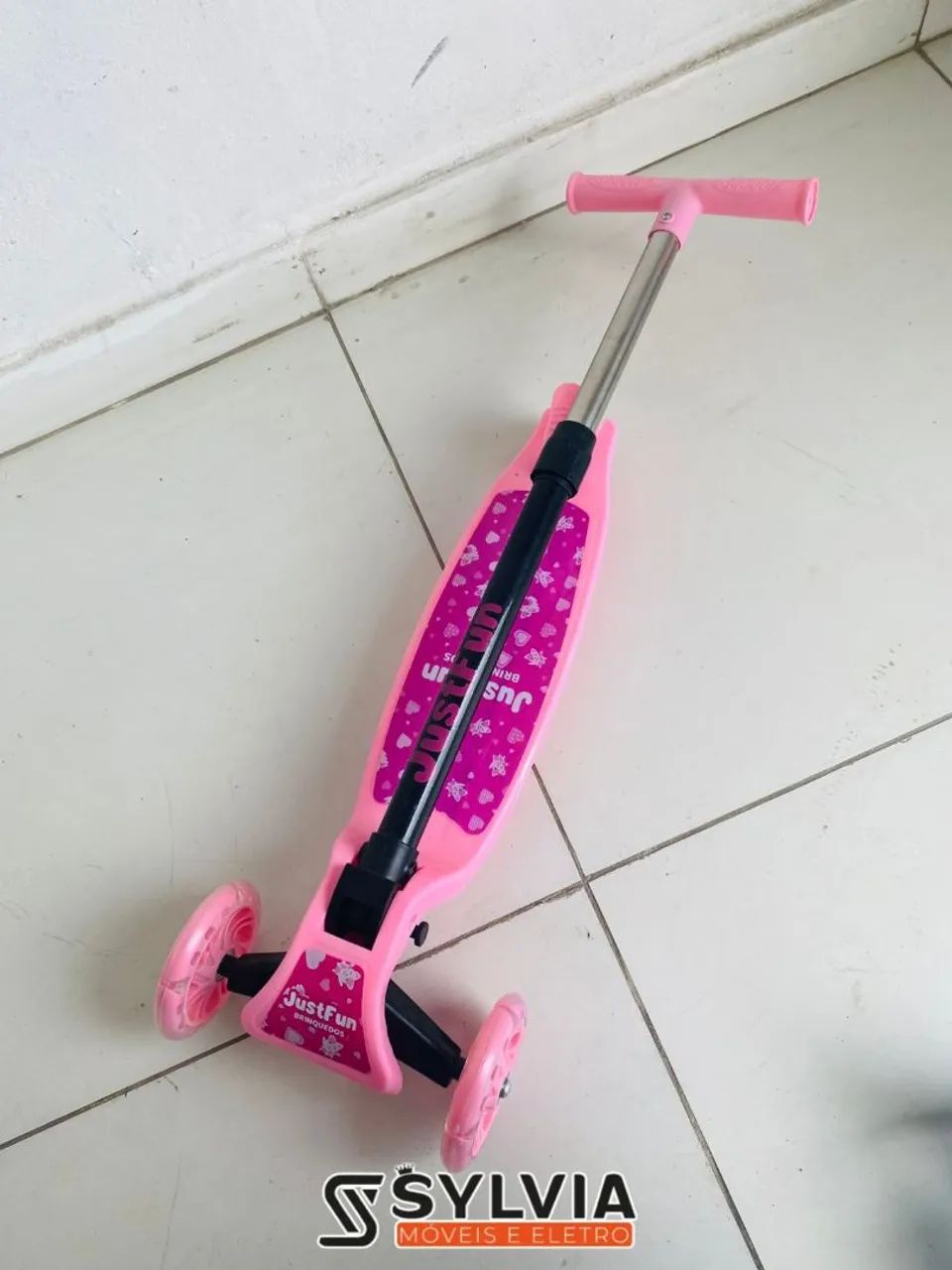 Patinete infantil rosa e azul  - Foto 5