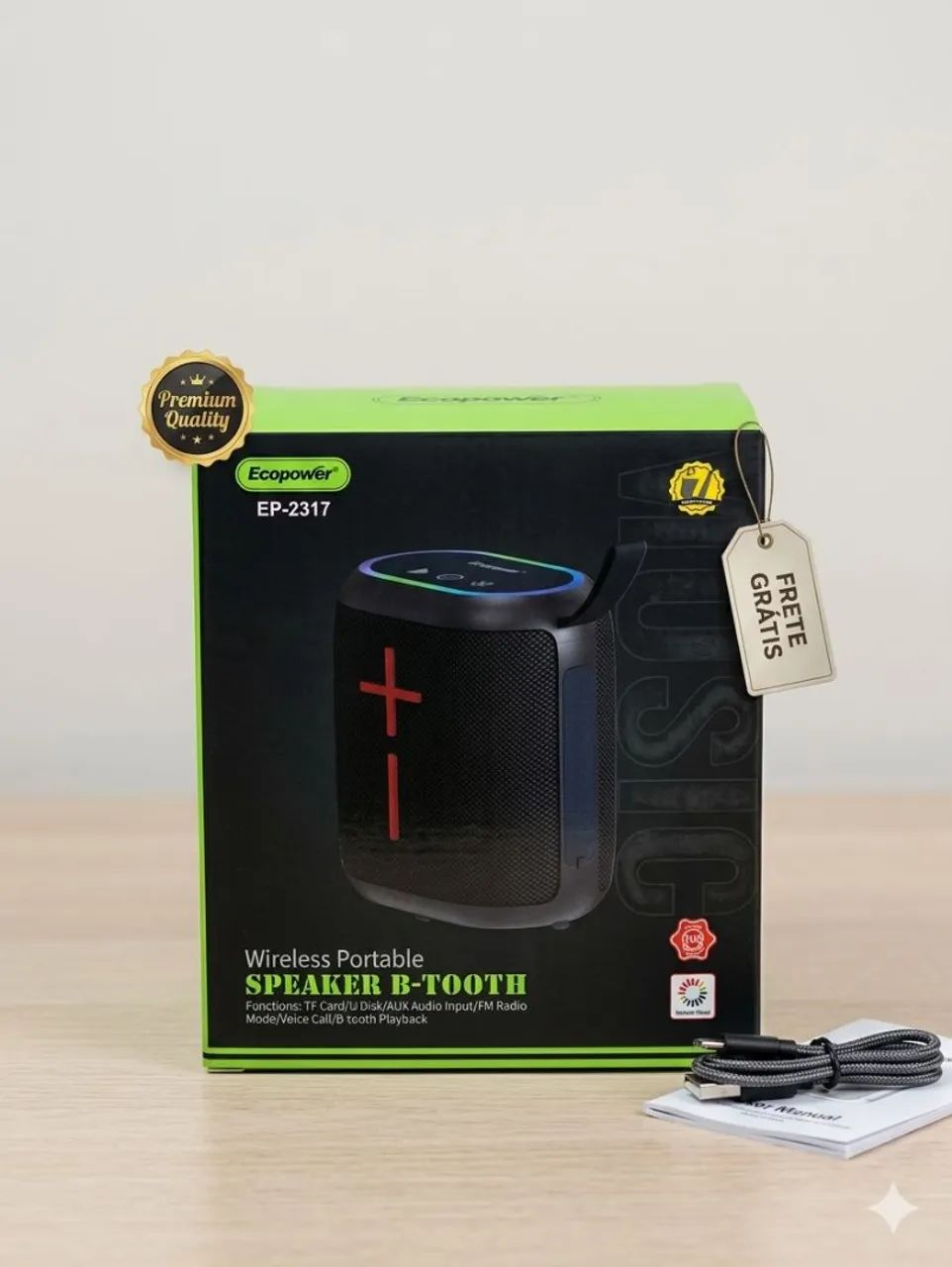 Caixa de som Bluetooth portátil Ecopower EP-2317 ( nova na caixa )