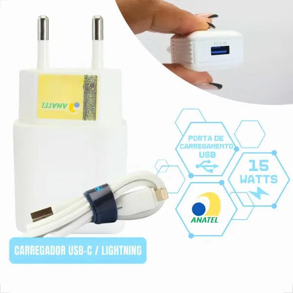 Kit Carregador iPhone Turbo 15w Lightning Micro-usb Anatel Kimaster - Foto 2