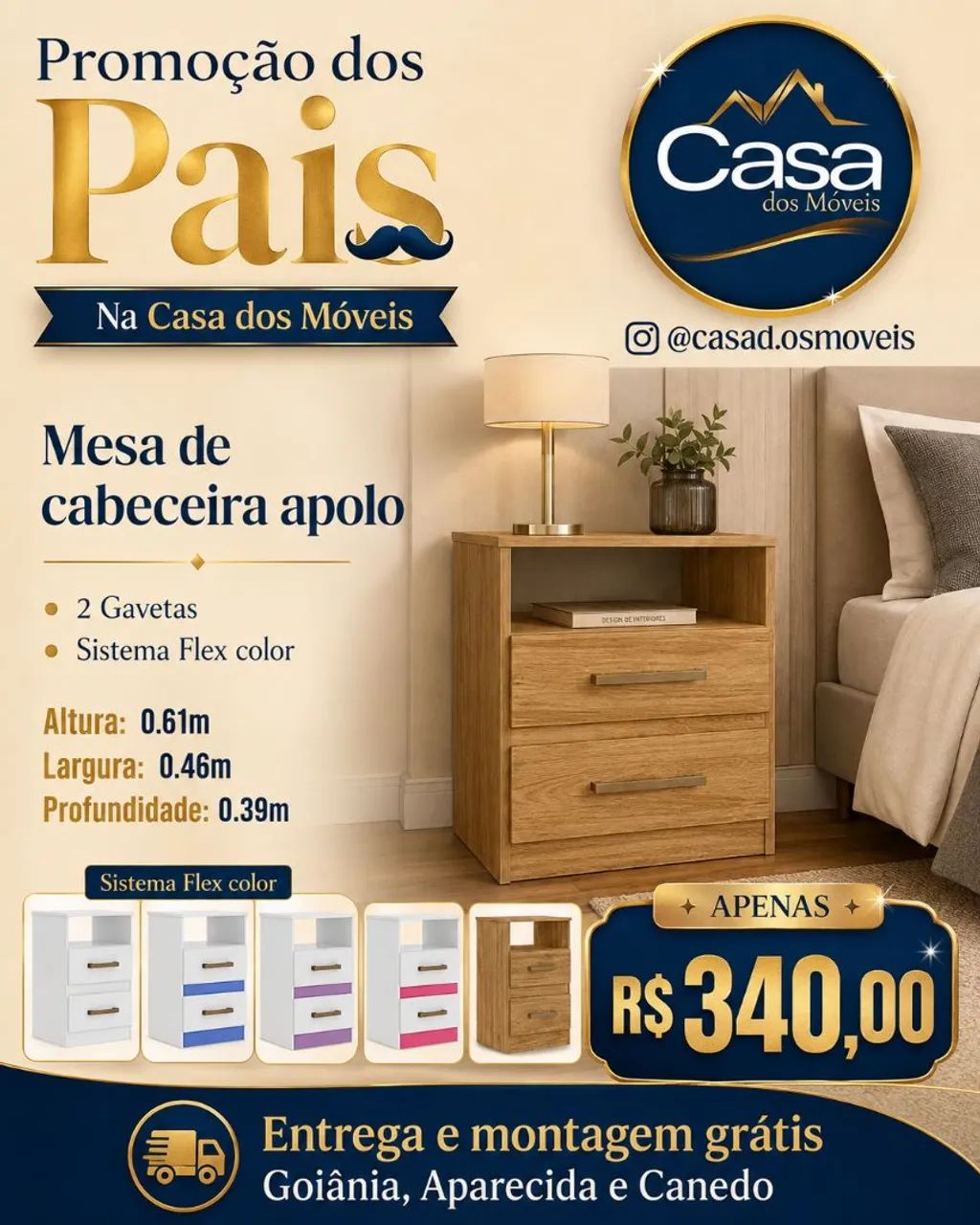 Mesa de cabeceira Apolo
