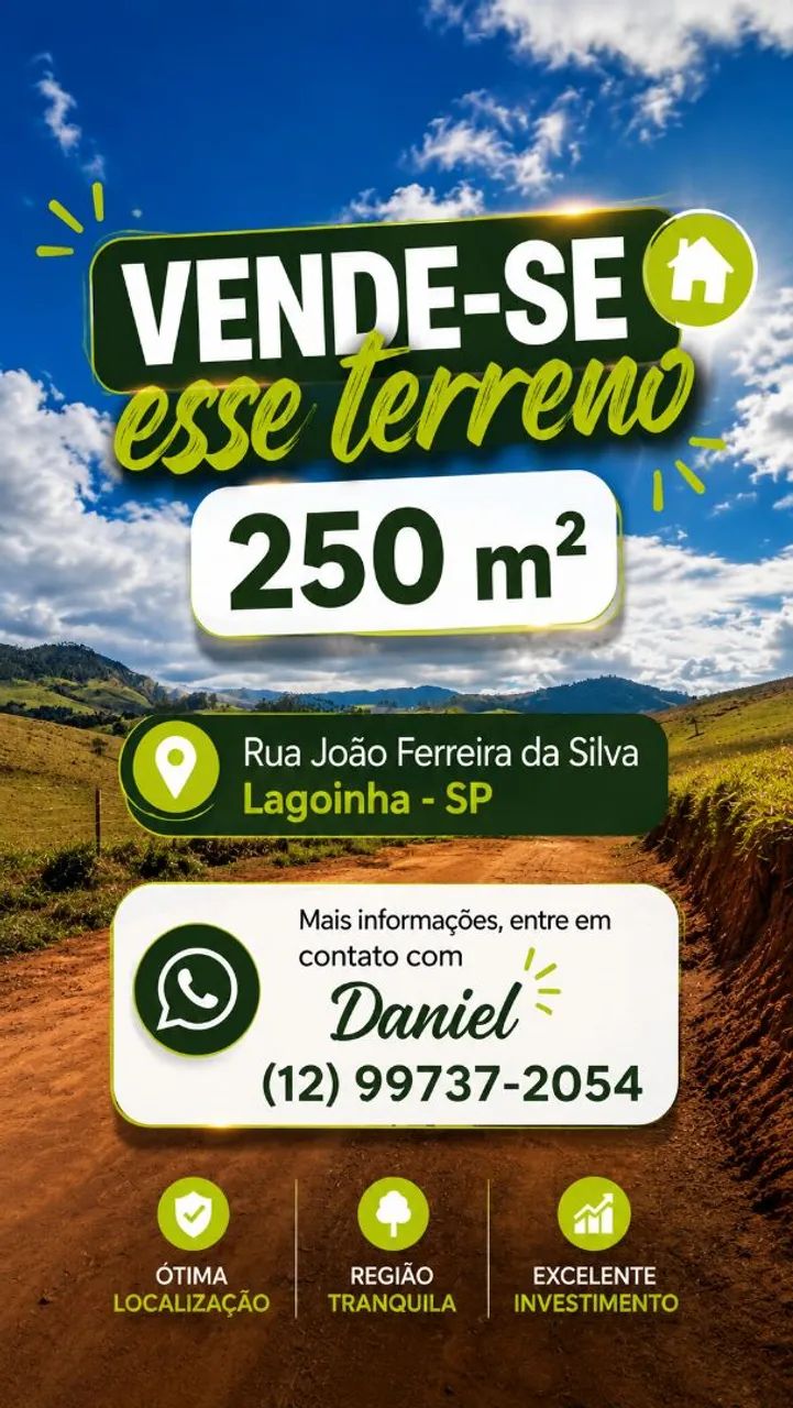 Terreno de 250 m², centro de lagoinha sp