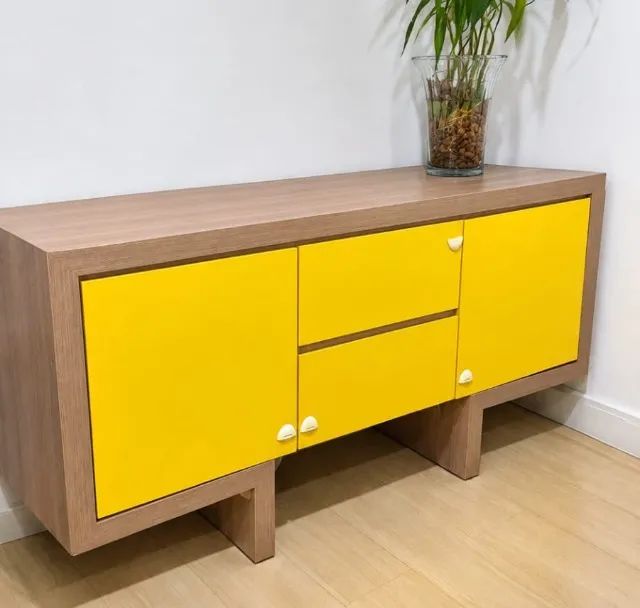 Balcão Buffet MDF com Laca Amarelo