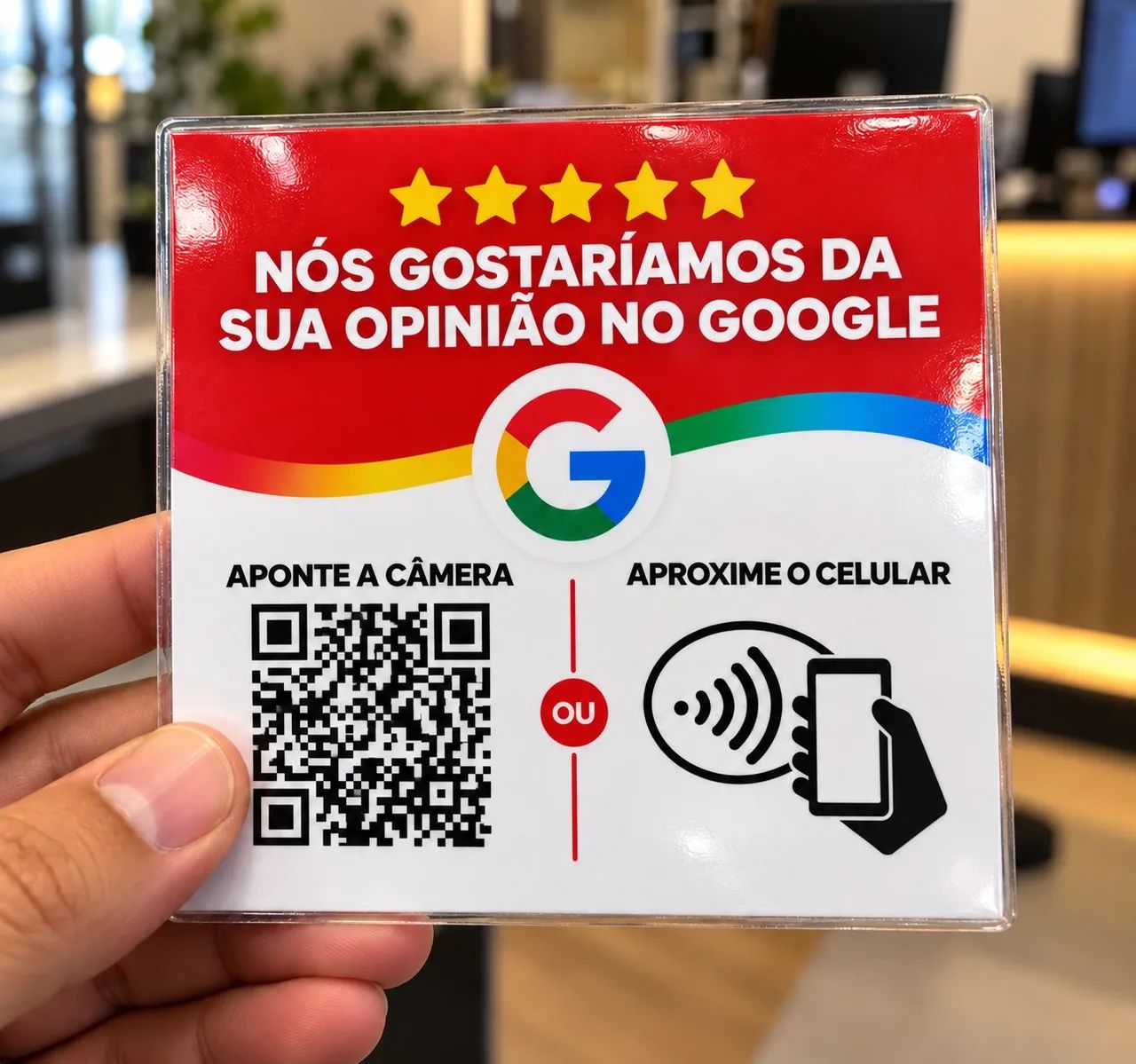 PLACA DE AVALIAÇÃO GOOGLE COM QR CODE + NFC  - Foto 5