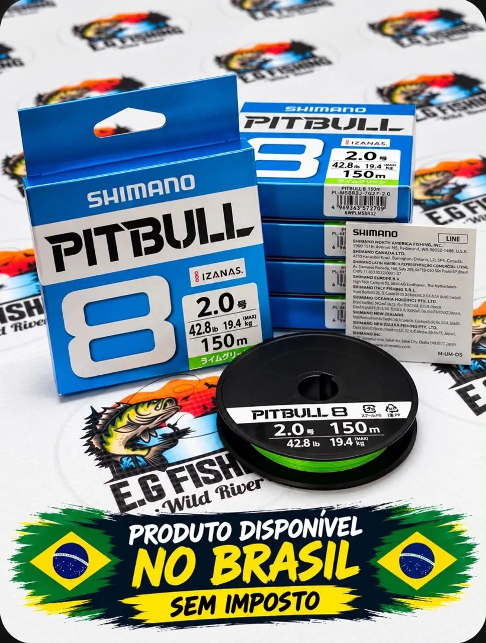SHIMANO PITBULL 8+ 0.6号 200m　5点 LINHA SHIMANO PITBULL 8X 2.0 1.5 1.2 - Esportes Aquáticos - Jardim
