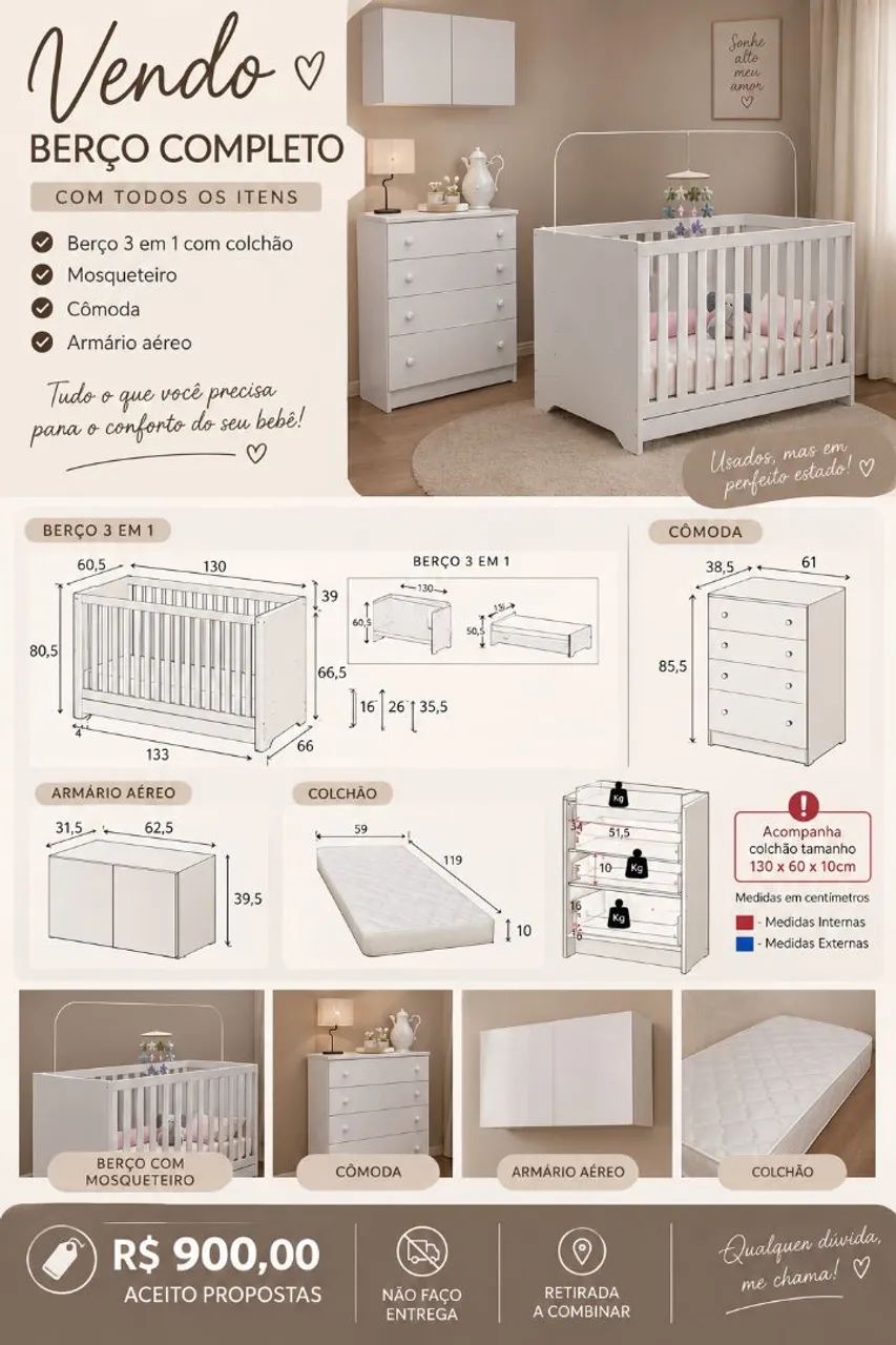 Conjunto quarto de bebê completo 