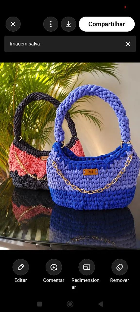 Bolsas de crochê handmade, fio de malha  - Foto 3