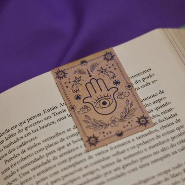 Marca Páginas Magnético Hamsa com Glitter