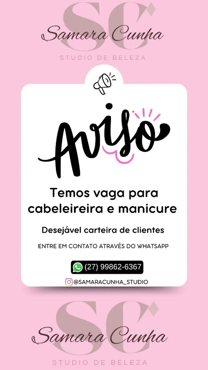 Aluguel espaço Cabeleireira e Manicure 