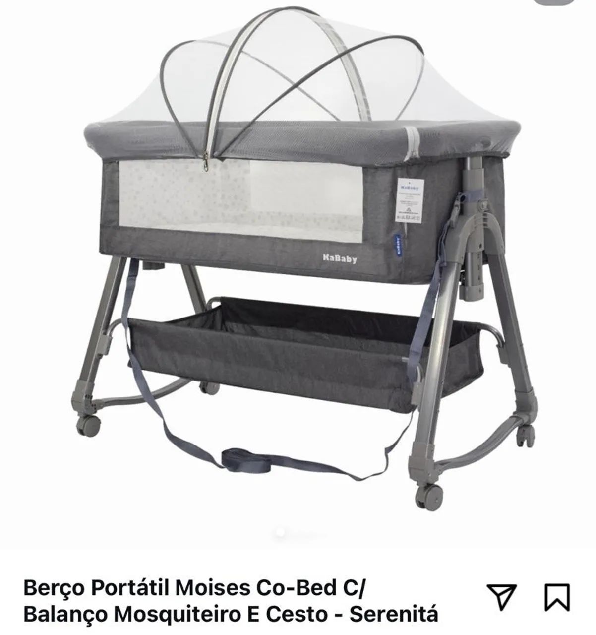 Berço portátil Moisés. Co-Bed com mosquiteiro e cesto