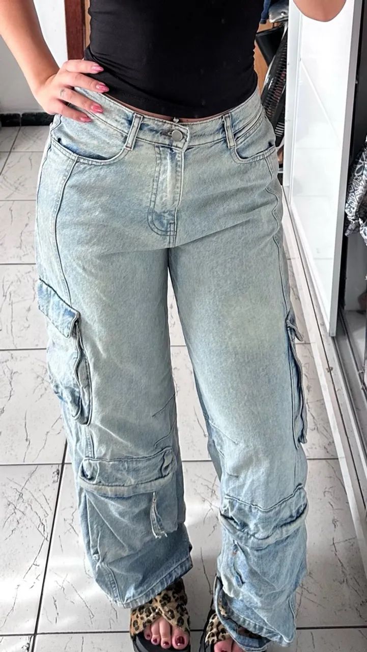 Calça cargo jeans da Zara