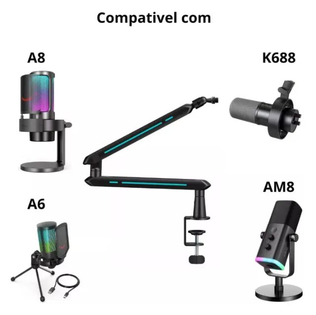 Braço Suporte Articulado Microfone Mesa Low Profile