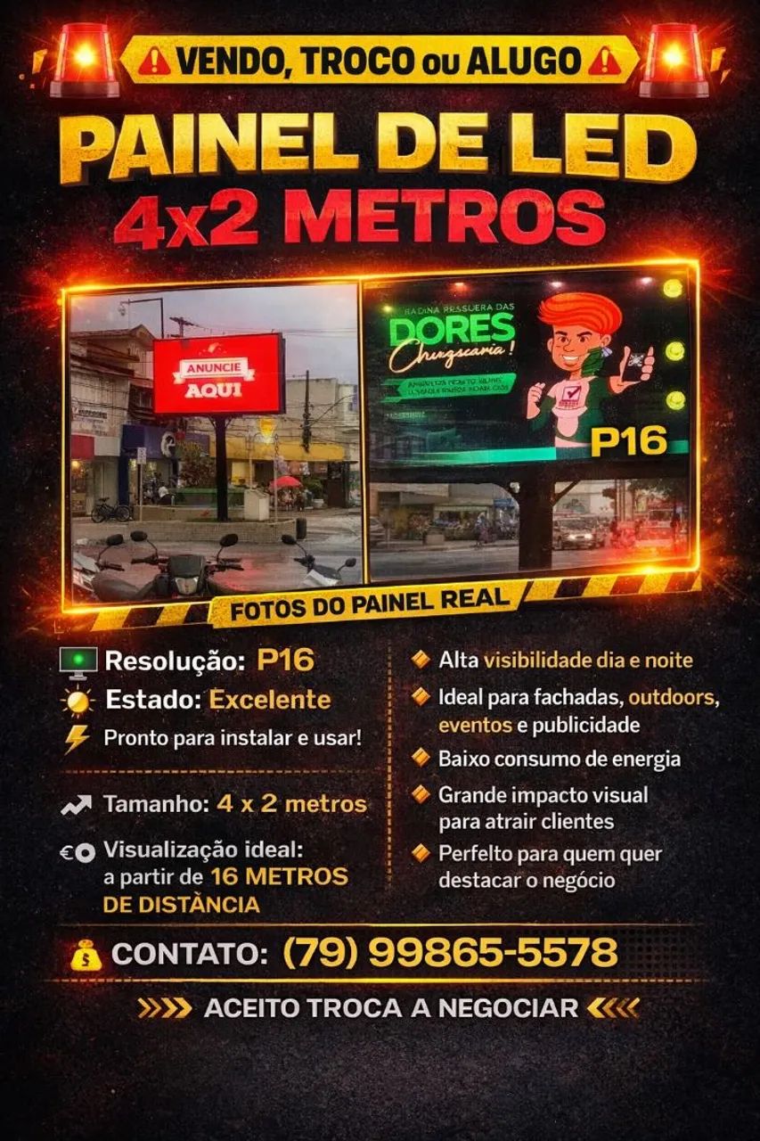 Painel de LED 4 Largura x 2 Altura, oportunidade !!!
