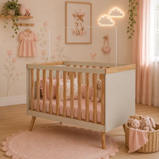 Berço Cama Americano Sky, 100% MDF - Peroba