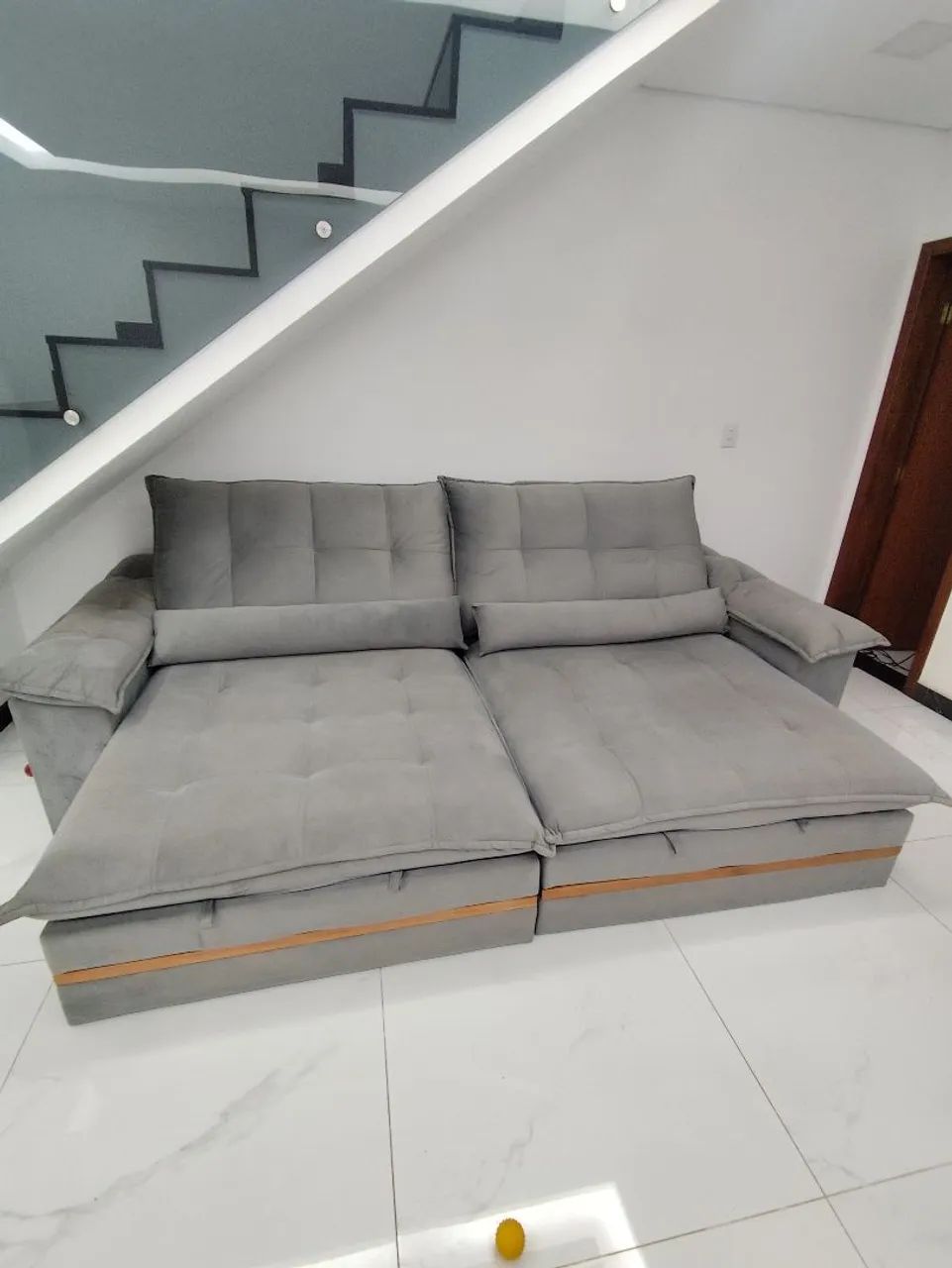 Sofá retrátil e reclinável cinza - Foto 5