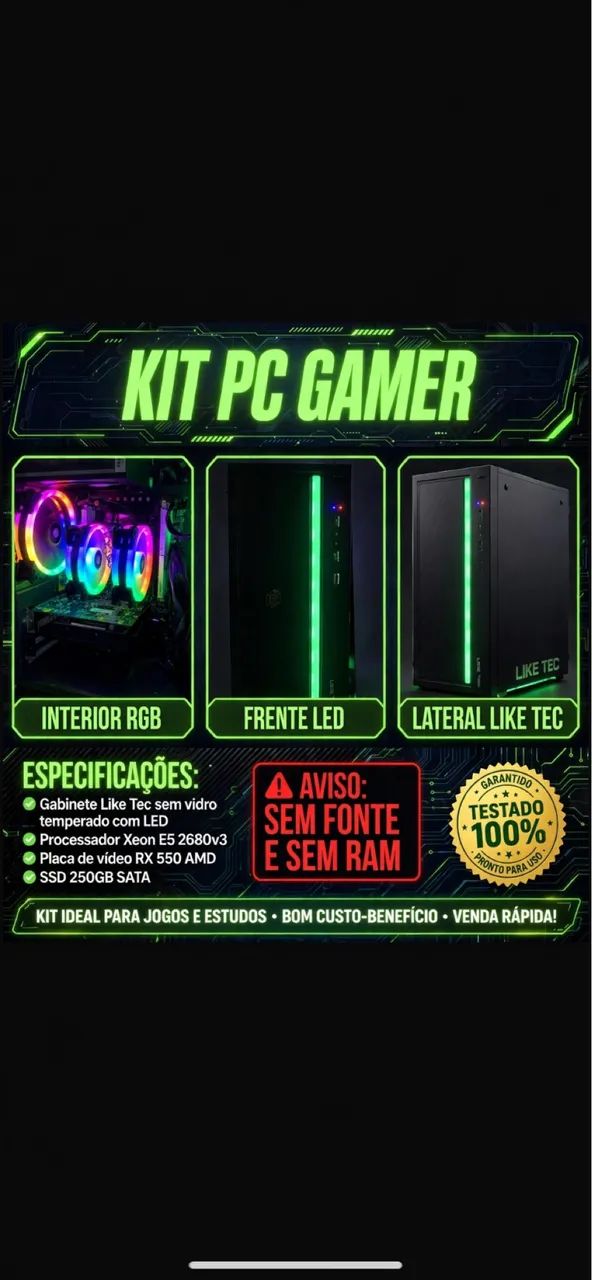Kit PC GAMER R$750 a vista 