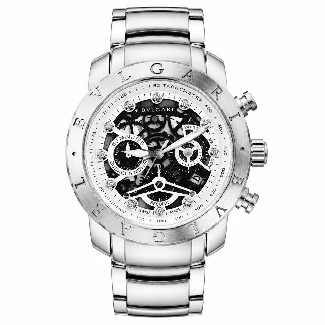 RELOGIO BVLGARI SKELETON PRATA PREMIUM AAA+ 45MM