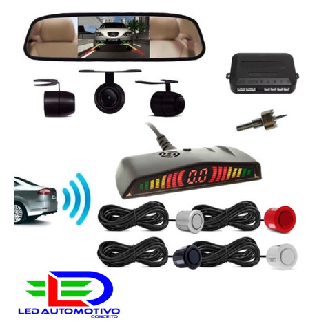 Retrovisor LCD + Câmera de Ré + Sensor de Estacionamento
