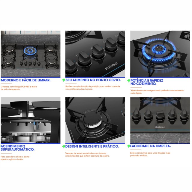 Fabuloso Cooktop automático 5bocas Itatiaia até 10x sem juros Entrega
