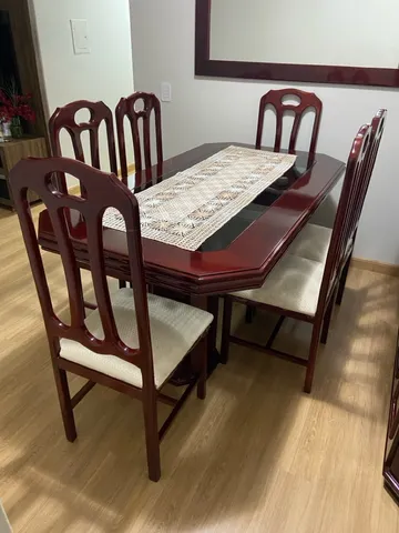 Mesa de Jantar e Sinuca Sextavada com Tampo de Jantar Nova imbuia