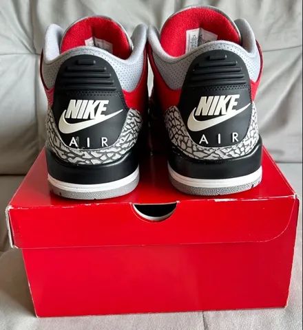 Tênis Air Jordan 3 Red Cement 100% Original - Foto 4