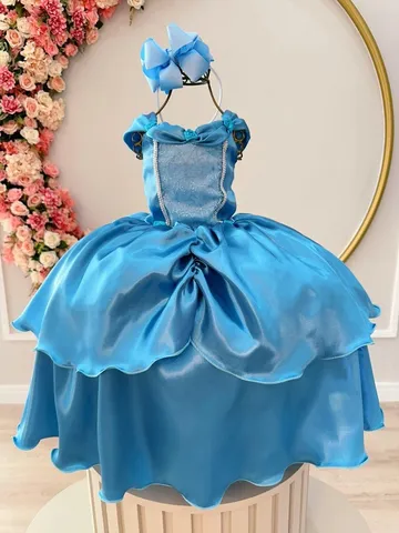 Vestido Elsa - frozen 1 - Super luxo serenity - Toda Encanto