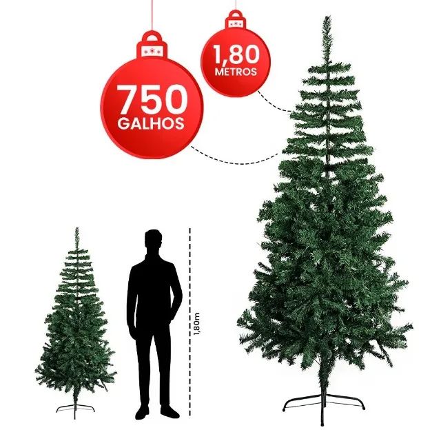 Árvore De Natal Nevada Grande 320 Galhos Pinheiro 1,80 Metros Natal  Decoração