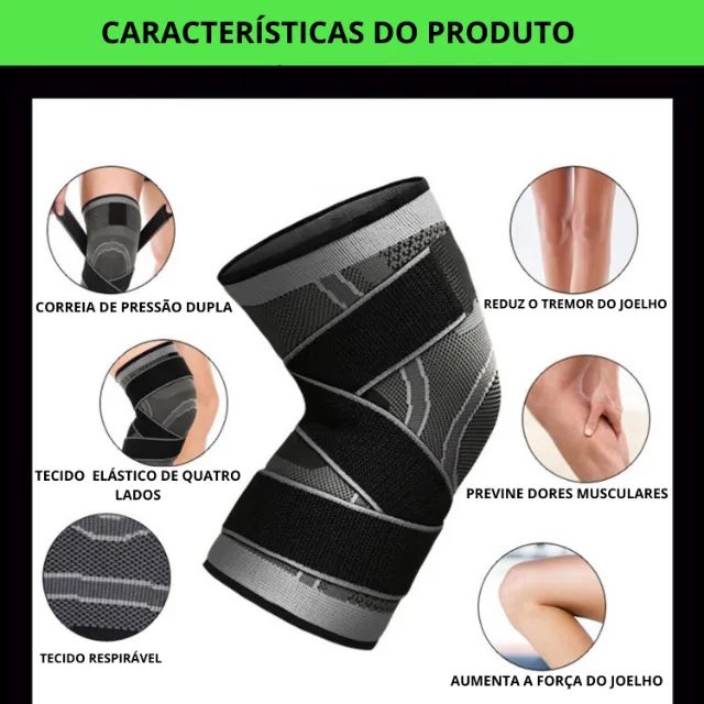 Joelheira Musculação Compressão Articulação Academia Corrida Bike Musculação Crossfit - Foto 5