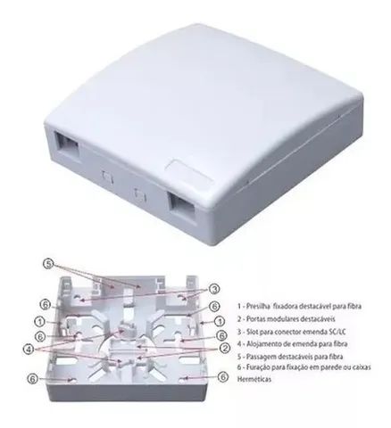 Caixa Terminação Fibra Óptica Roseta Pto 02PT Ftth - PlusCable - Foto 2