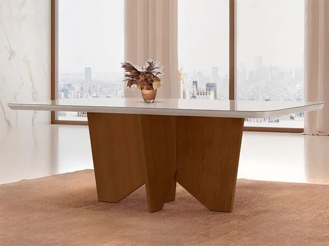 Mesa de Jantar 120X90 Off White/Imbuia a75