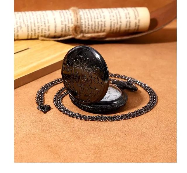 Relógio de bolso de quartzo com numerais romanos para homens e mulheres, caixa preta luxo - Foto 4